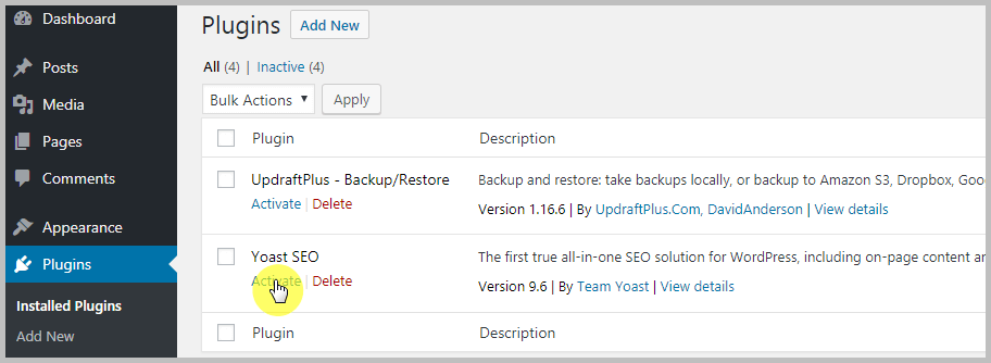 How to use FTP to upload files to WordPress - Tutorials Activating Plugin from WP Dashboard