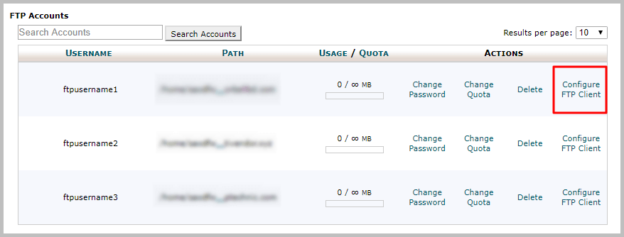 How to use FTP to upload files to WordPress - Tutorials FTP Accounts list in cPanel