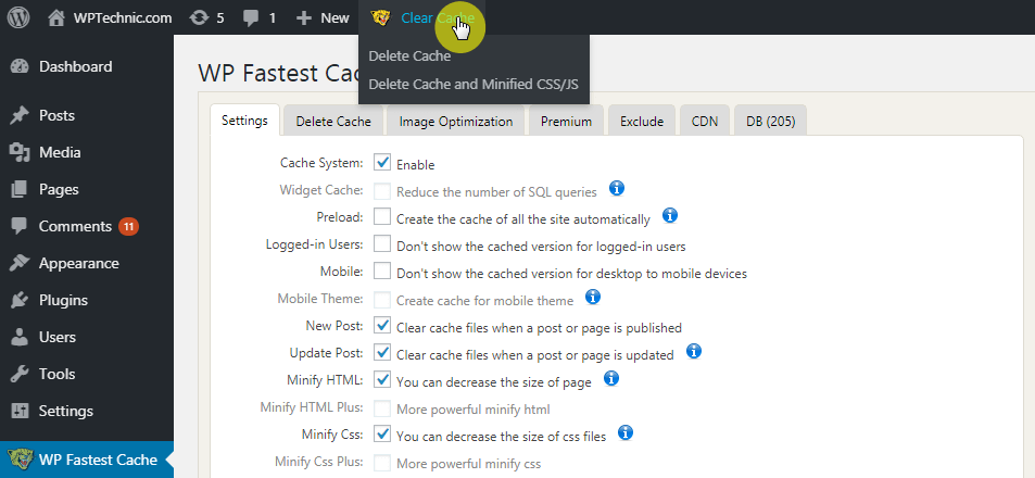 WP Fastest Cache Delete