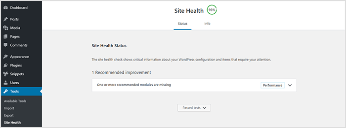 WordPress Version 5.2 Jaco - Site Health Check Tool