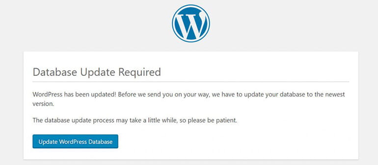 WordPress Database Update Required