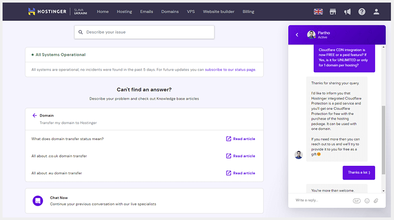 Hostinger Reviews Live Chat Customer Support