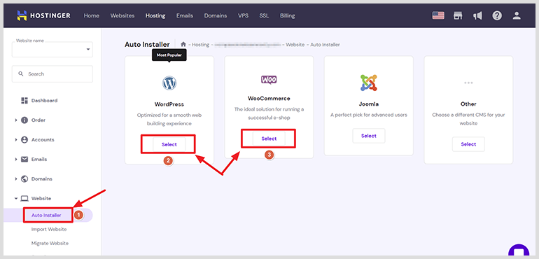 How to Install WordPress or WooCommerce using Hostinger Auto Installer