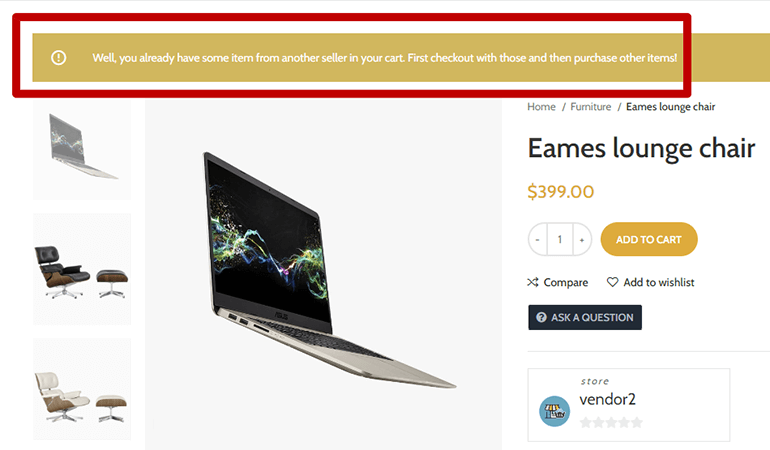 single vendor checkout in wcfm