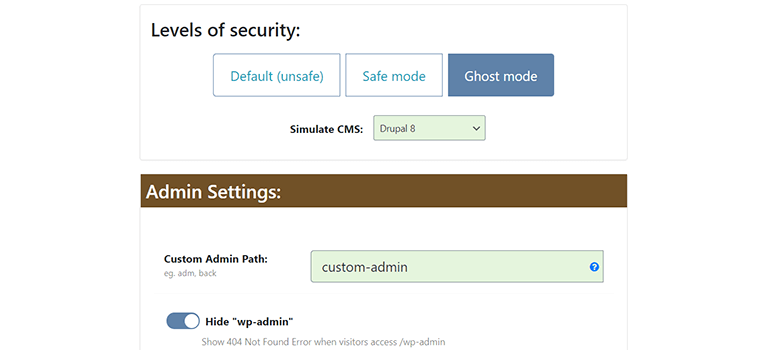 hide my wp ghost review admin url