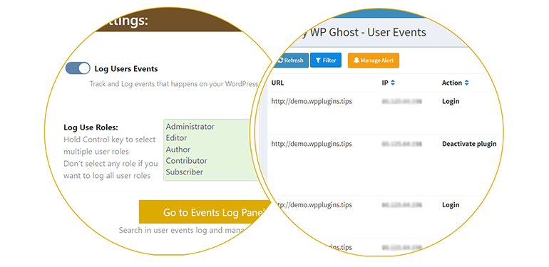 hide my wp ghost review log events1