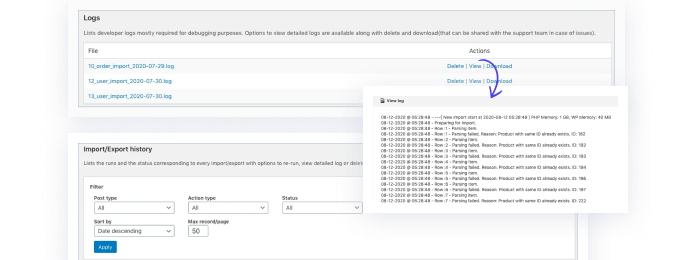 webtoffee import export pro history