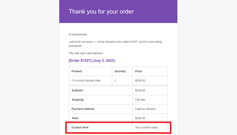 How to Add a New Row in WooCommerce Order Totals